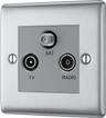 BG NBS67 Nexus Triplex Tv/fm. 2 Gang-screened Brushed Steel Satellite Socket Outlets by British General (BG-NBS67-Shopify-SA_1)