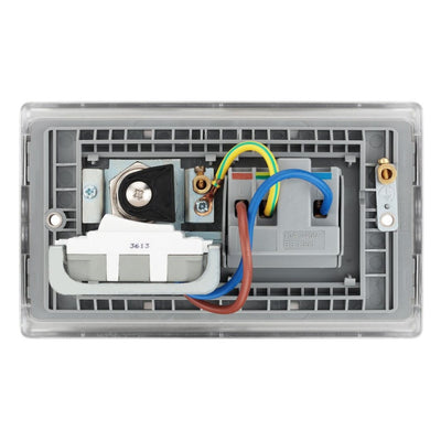 BG Nexus Brushed Steel 13A Double Pole Key Controlled Socket – Grey Inserts