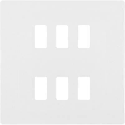 BG RPCDCL6W Evolve Grid Pearlescent White 6 Module Square Front Plate - White Trim