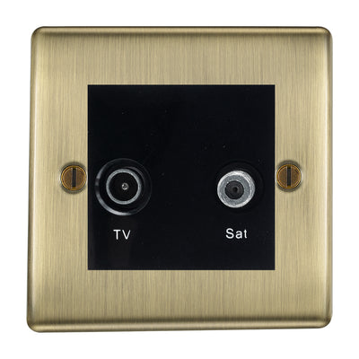 BG Nexus Metal Antique Brass TV & Satellite Socket NABTVSATB by British General (BG-NABTVSATB)
