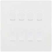 BG Evolve Pearlescent White 8 Gang Switch 4x Trailing Edge LED Dimmer 4x 2Way Custom Switch by British General (BG-Evolve-CL-8G-CUSTOM-4x-Dimmer-4x-2WAY)