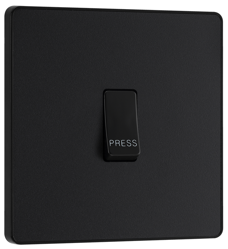 BG Evolve PCDMB14B Matt Black 10AX 1 Way Press Switch-Black Insert