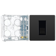 BG Evolve Black Chrome 1 Gang Master Telephone Outlet PCDBCBTM1B with 35mm Steel Back Box