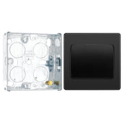 BG Evolve Black Chrome 1G Wide Rocker Light Switch PCDBC12WB with 25mm Steel Back Box