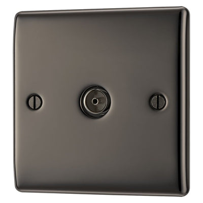 BG Nexus Black Nickel 1 Gang Co-Axial Socket NBN60 with 35mm Steel Back Box