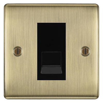BG Nexus Antique Brass Single IDC Secondary Telephone Socket - Black Insert by British General (BG-NABBTS1B)