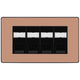 BG Evolve Polished Copper 4 Gang RJ45 Cat5e Data Socket Black Inserts