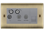 BG Nexus Metal Antique Brass Quadplex Combination TV Socket NAB69G by British General (BG-NAB69G)
