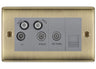 BG Nexus Metal Antique Brass Quadplex Combination TV Socket NAB69G by British General (BG-NAB69G)