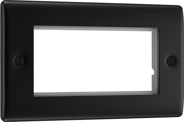 BG NFBEMR4 Nexus Metal Matt Black 100x50 Aperture Quadruple Rectangular Euro Module Front Plate