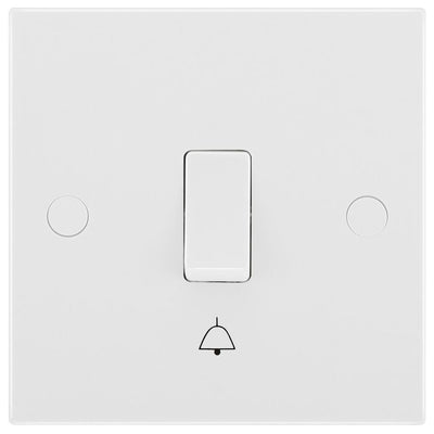 BG 914 Moulded Square Edge | White | 1 Gang 10AX 1 Way Bell Push Plate Switch by British General (BG-914)