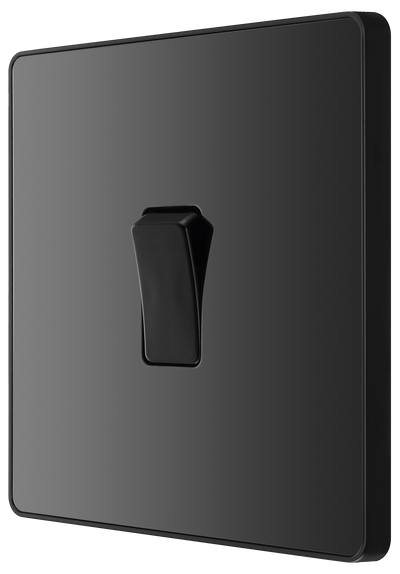 BG PCDBC13B Black Chrome Evolve 1 Gang 20A 16AX Intermediate Light Switch - Black Insert
