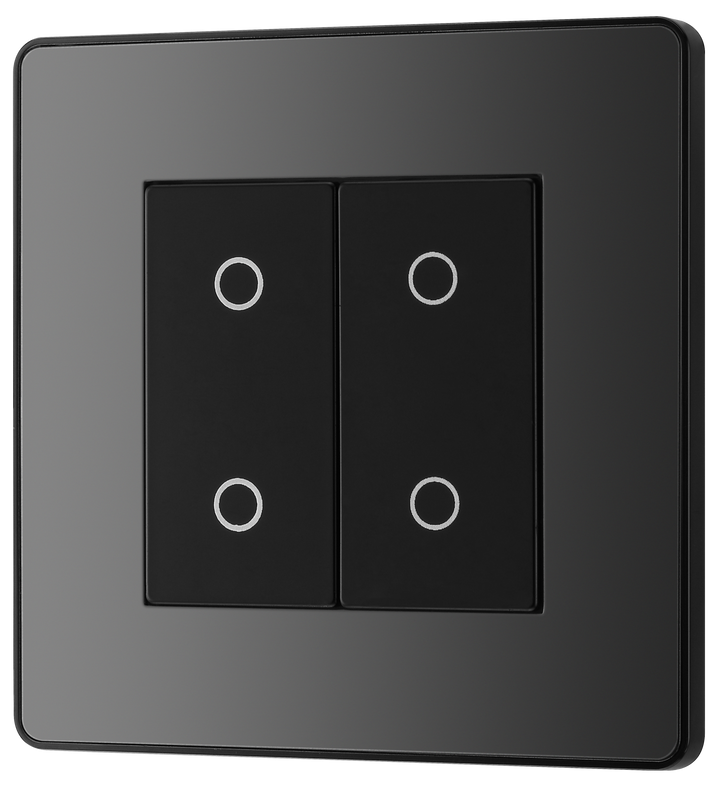 PCDBCTDM2B Front - This Evolve Black Chrome double master trailing edge touch dimmer allows you to control your light levels and set the mood.