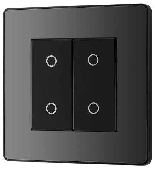 PCDBCTDM2B Front - This Evolve Black Chrome double master trailing edge touch dimmer allows you to control your light levels and set the mood.