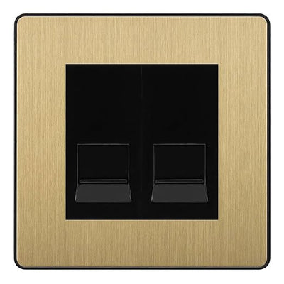 BG Evolve Satin Brass Double IDC Secondary Telephone Socket - Black Insert by British General (BG-PCDSBBTS2B)