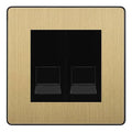 BG Evolve Satin Brass Double IDC Secondary Telephone Socket - Black Insert