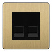 BG Evolve Satin Brass Double IDC Secondary Telephone Socket - Black Insert by British General (BG-PCDSBBTS2B)