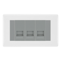 BG White Moulded 3 Gang Master Telephone Socket, Screw Terminal - Grey Insert