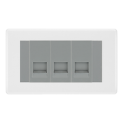 BG White Moulded 3 Gang Master Telephone Socket, Screw Terminal - Grey Insert by British General (BG-NWMBTMS3G)