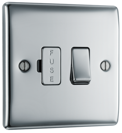 BG NPC50 Nexus Metal Polished Chrome 13A Switched Fused Spur Unit