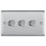 BG NBS83 Brushed Steel Trailing Edge Triple Dimmer Switch 3 Gang 2 Way LED by British General (BG-NBS83-5)