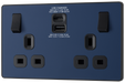 PCDDB22UAC30B Front - This Evolve Matt Blue 13A power socket from British General with integrated fast charge USB-A and USB-C ports delivers a 50% charge to mobile phones in just 30 minutes. These sockets allow you to charge your devices without sacrificing power sockets, and with no need for bulky adaptors.