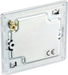 FPC94 Back - This screwless polished chrome single blank plate from British General is ideal for covering unused electrical connections and has a slim clip-on/off front plate for a luxurious finish.