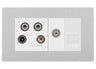 BG Evolve Brushed Steel Quadplex Combination TV Socket PCDBS69W by British General (BG-PCDBS69W)