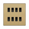 BG Evolve Satin Brass Custom Appliance Grid Switch 8 Gang Screwless