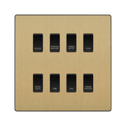 BG Evolve Satin Brass Custom Appliance Grid Switch 8 Gang Screwless by British General (BG-EVOLVE-SB-8GANG-APPLIANCE)