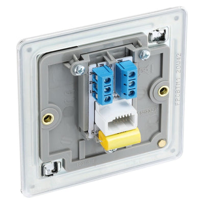 BG Screwless Polished Chrome 1 Gang Master Telephone Socket FPCBTM1 with 25mm Steel Back Box