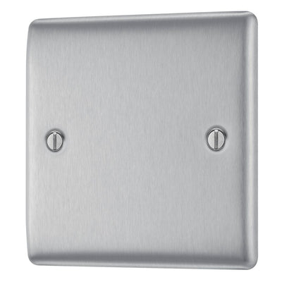 BG Nexus Brushed Steel Single Blanking Plate with Surface Pattress Back Box