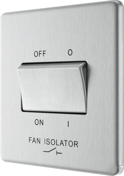 BG Electrical FBS15 Nexus Screwless Flat-Plate Fan Isolator Switch 3 Pole Brushed Steel 10A