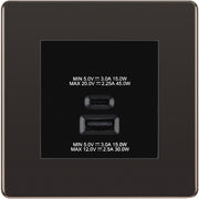 BG Black Nickel 45W USB Wall Socket Euro Module USB-A & C - Black Insert by British General (BG-FBNEMS2+EMUSBAC45B)