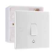 BG Nexus Single Bell Push Switch 1 Gang 10AX White & 32mm Pattress Back Box by British General (BG-814+891)