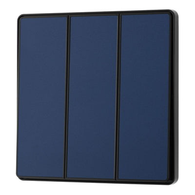 BG Evolve Matt Blue 2 Way Triple Edge to Edge Rocker Switch PCDDB43EB with 35mm Steel Back Box