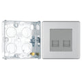 BG Screwless Brushed Steel Double Slave Telephone Socket FBSBTS2 with 25mm Steel Back Box