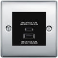 BG Nexus Polished Chrome 45W USB Wall Socket Euro Module USB-A & C - Black Insert
