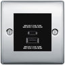 BG Nexus Polished Chrome 45W USB Wall Socket Euro Module USB-A & C - Black Insert by British General (BG-NPCEMS2+EMUSBAC45B)