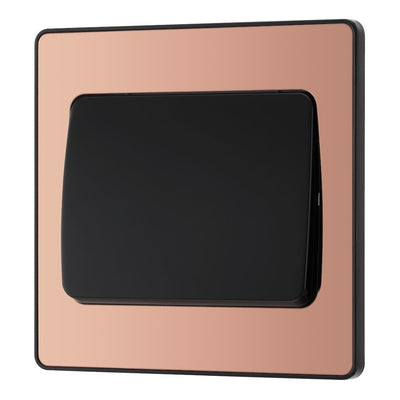 BG Evolve Polished Copper 1G Wide Rocker Light Switch PCDCP12WB with 25mm Steel Back Box
