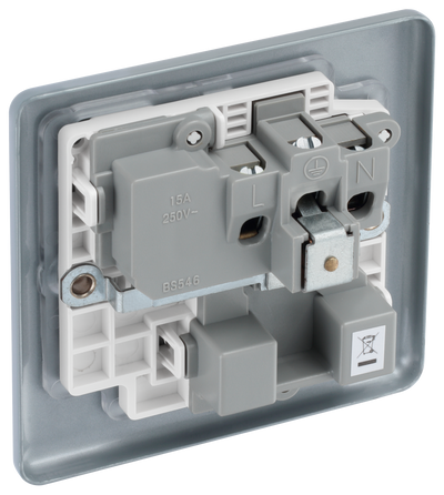 BG MC599 Metal Clad | 1 Gang 15A Switched Round Pin Socket by British General (BG-MC599)