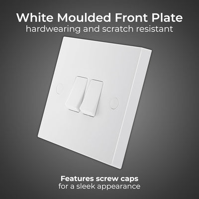 BG 942 Moulded Square Edge | White | 2 Gang 10AX 2 Way Plate Switch by British General (BG-942)