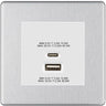 BG Brushed Steel 45W USB Wall Socket Euro Module USB-A & C - White Insert by British General (BG-FBSEMS2+EMUSBAC45W)