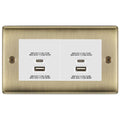 BG Antique Brass 4G Euro Plate with 45W USB A+C Charger Modules - White Insert