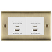 BG Antique Brass 4G Euro Plate with 45W USB A+C Charger Modules - White Insert by British General (BG-NABEMR4+EMUSBAC45W)