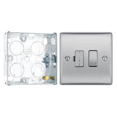 BG Nexus Brushed Steel 13A Switched Spur NBS50 with 25mm Steel Back Box by British General (BG-NBS50+HGS02)