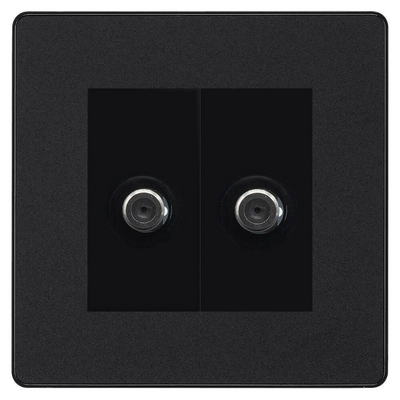 BG Evolve Matt Black Double Satellite Socket PCDMB642B