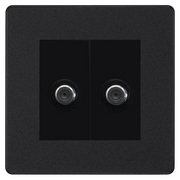 BG Evolve Matt Black Double Satellite Socket PCDMB642B by British General (BG-PCDMB642B)