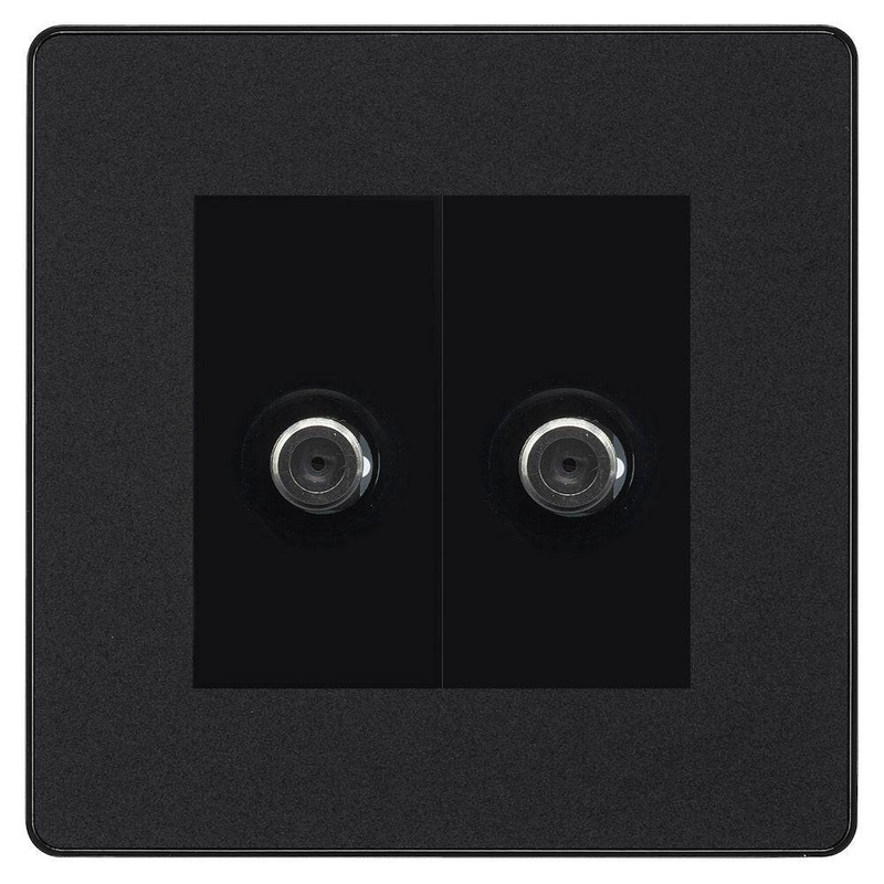 BG Evolve Matt Black Double Satellite Socket PCDMB642B
