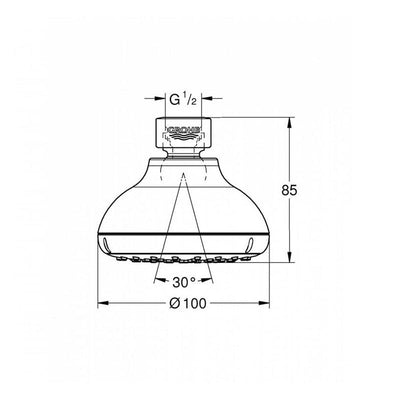 Grohe New Tempesta 100 Fixed Shower Head 1 Spray - Chrome - 26050001 by Grohe (Grohe-26050001)